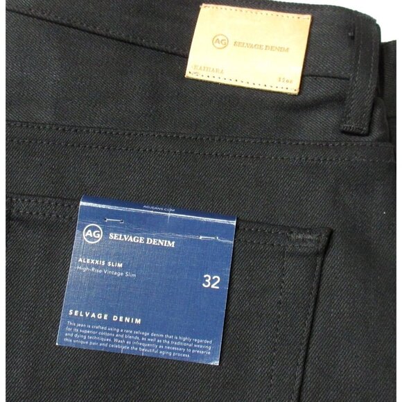 NWT Adriano Goldschmied AG Alexxis Slim in Kobe Black Selvage Jeans 32 - Picture 8 of 10